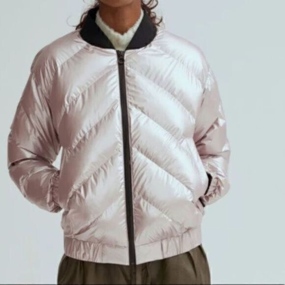 Noize Jackets & Blazers - Noize Amber M Metallic Bomber Jacket Vegan Large